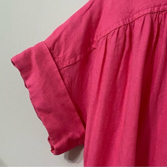 J. Crew Pink Relaxed Fit Short Sleeve Baird McNutt Irish Linen Button Shirtdress - Picture 3 of 10